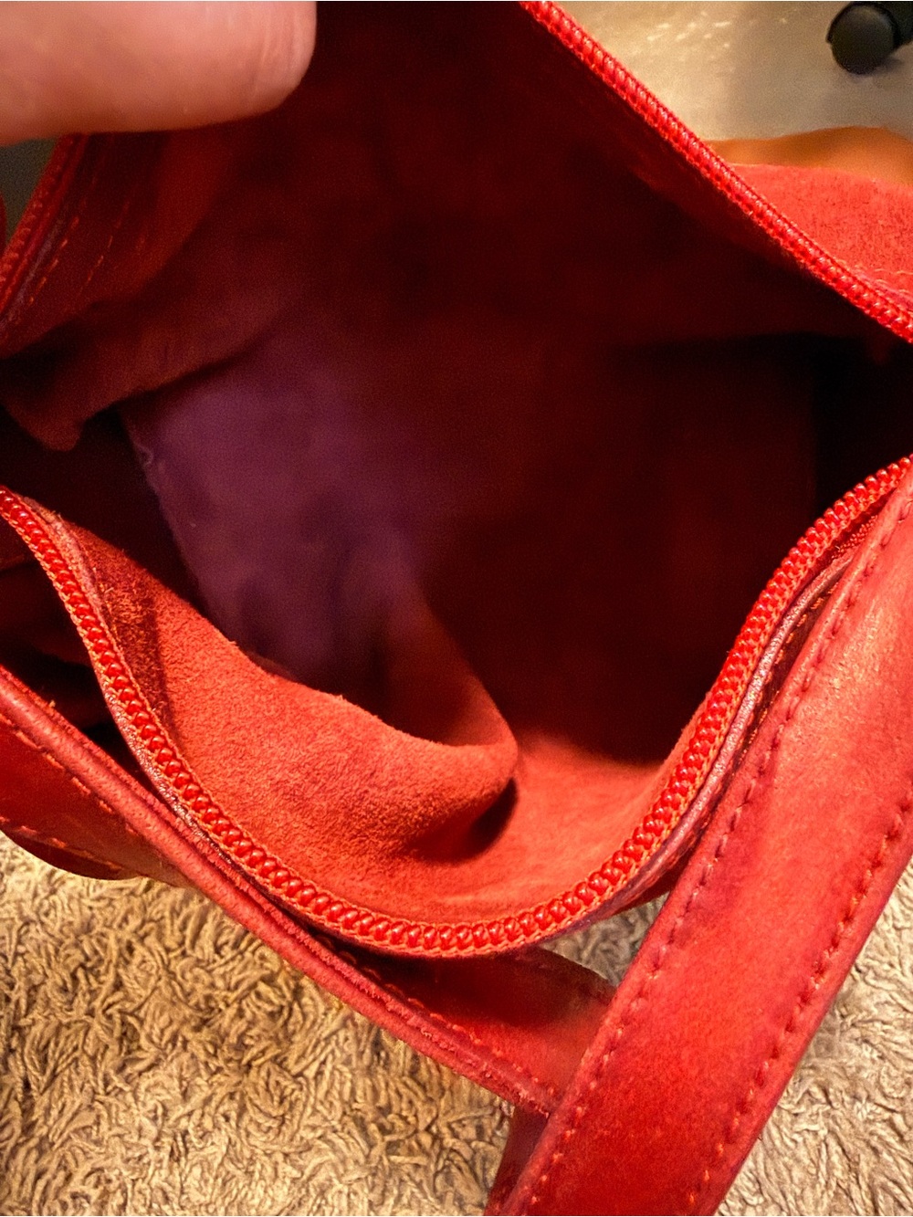 Tous Red Bear-Shaped Mini Suede Shoulder Bag - Picture 10 of 14